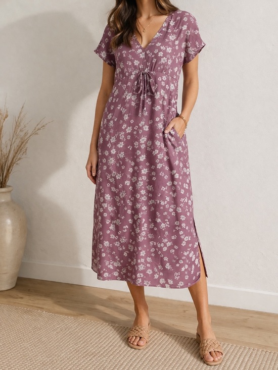 Reistor Dresses & Skirts - Reistor Bemberg Cupro Floral Prairie Maxi Dress Tie Waist Lined Large